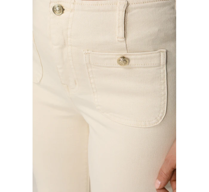 Dámské džíny s vysokým pasem a širokými nohavicemi ecru FashionStreet UY2874 Dámské džíny s vysokým pasem a širokými nohavicemi ecru FashionStreet UY2874