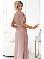 Dlouhé šaty se výstřihem a vázáním model 22316503 - numoco basic