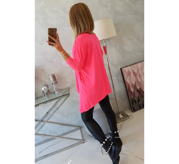 Oversize halenka růžová neonová