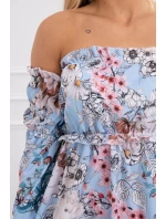 Modré květinové šaty s pruhy Modré květinové šaty s pruhy