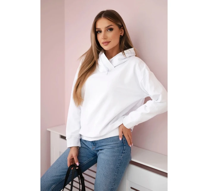 Dámská mikina se zapínáním na zip na kapuci bílý