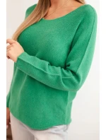 Svetr dámský z viskózy s dlouhým rukávem a kulatým výstřihem zelený