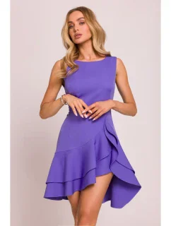 M850 Volánové mini šaty - světle fialové