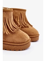 Zateplené dětské sněhule s ozdobnými třásněmi Camel Nimia