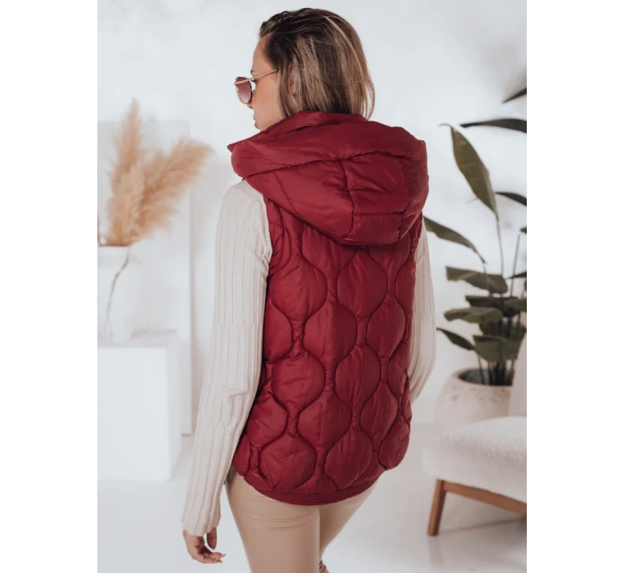 Dámská prošívaná vesta s kapucí MISSVEST vínová FashionStreet TY5017 Dámská prošívaná vesta s kapucí MISSVEST vínová FashionStreet TY5017