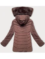 Dámská prošívaná zimní bunda v čokoládové barvě s kapucí S'west (B8299-14)
