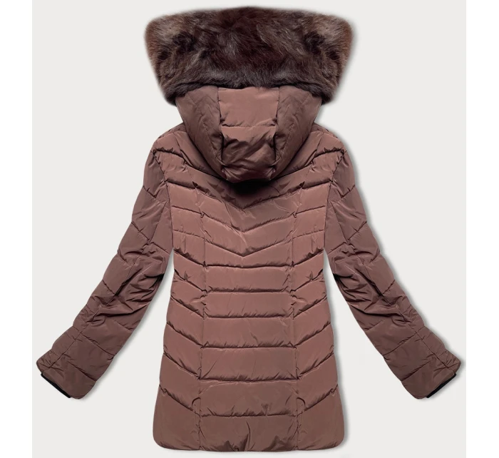 Dámská prošívaná zimní bunda v čokoládové barvě s kapucí S'west (B8299-14)