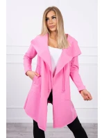 Volná bunda s kapucí růžová