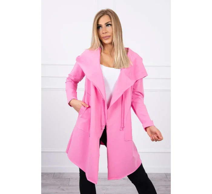 Volná bunda s kapucí růžová