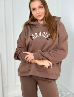 Bavlněná souprava s vyšívaným nápisem Paradise mocca