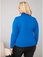 Dámský viskózový svetr Plus Size s rolákem v klasickém střihu chabrový modrý Dámský viskózový svetr Plus Size s rolákem v klasickém střihu chabrový modrý