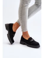 Dámské semišové mokasíny s ozdobou černé Loraleima