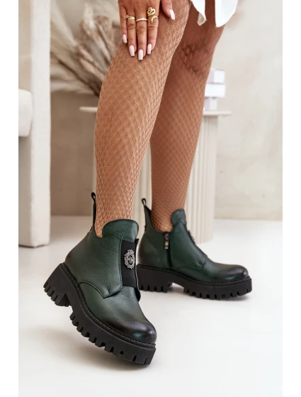 Zazoo Dámské kožené boty s ozdobou model 21669311 - Boto