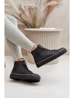 Dámské Zateplené Tenisky Z Eko Kůže Big Star OO274790 Černé Dámské Zateplené Tenisky Z Eko Kůže Big Star OO274790 Černé