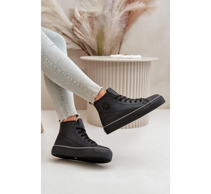 Dámské Zateplené Tenisky Z Eko Kůže Big Star OO274790 Černé Dámské Zateplené Tenisky Z Eko Kůže Big Star OO274790 Černé