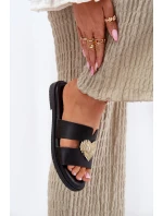 Dámské Pantofle Na Plochém Podpatku Se Zlatou Dekorací Černé Karinma