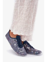 Dámské polobotky z přírodní kůže se vzorem Artiker – modré Dámské polobotky z přírodní kůže se vzorem Artiker – modré