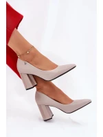 Elegantní dámské lodičky na širokém podpatku Vinceza – šedé