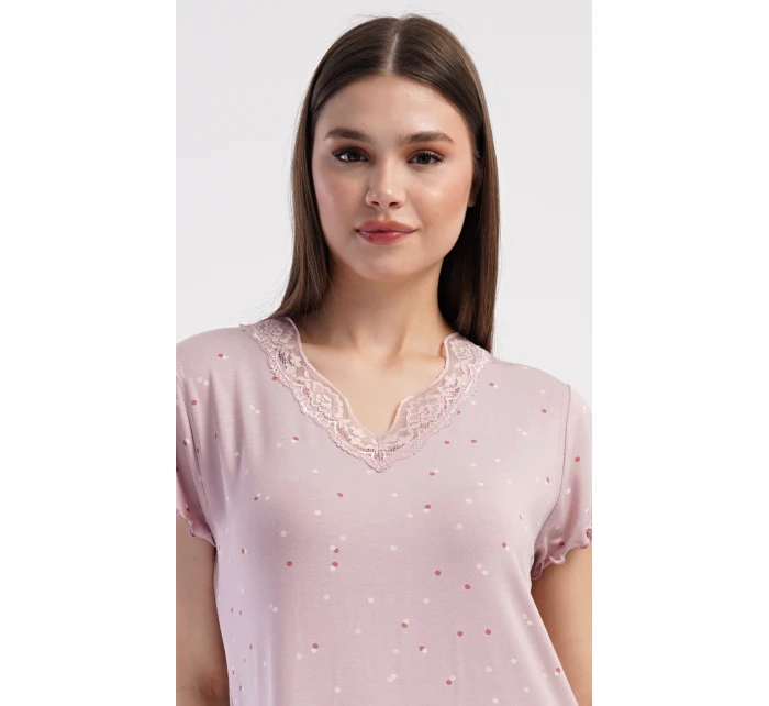 Dámská noční košile s krátkým rukávem model 21290625 - Vienetta Dámská noční košile s krátkým rukávem model 21290625 - Vienetta