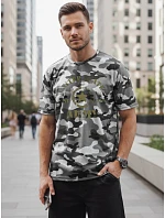 Pánské tričko s potiskem v kamuflážovém vzoru, šedé, FashionStreet NX2002R Pánské tričko s potiskem v kamuflážovém vzoru, šedé, FashionStreet NX2002R