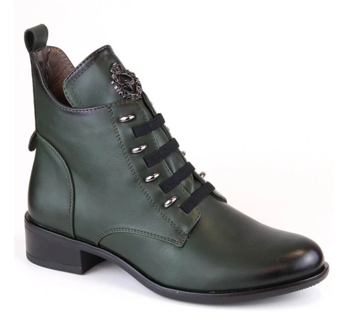 W zelené zateplené boty s podpatkem model 21270856 - JEZZI