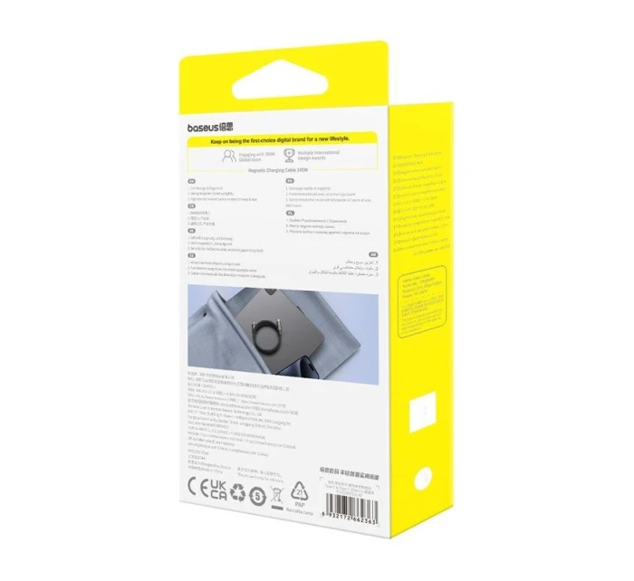 Baseus Tungsten magnetický kabel USB C-USB C 100W 1m (černý)