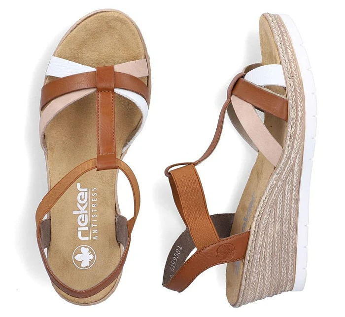 Sandały damskie na brązowe model 22087200 - Rieker Sandały damskie na brązowe model 22087200 - Rieker