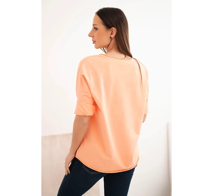 Dámská bavlněná blůza s dlouhým rukávem a srdíčky meruňková