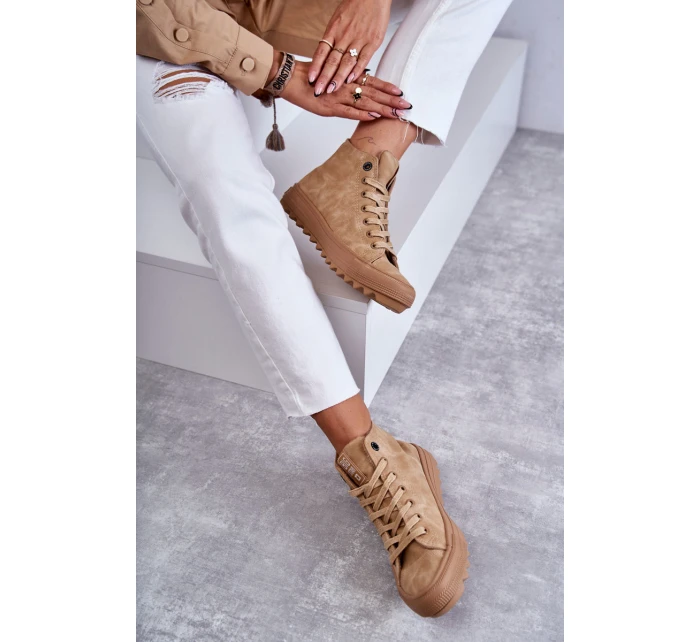 Dámské Tenisky Big Star Vysoké Zateplené Camel GG274072