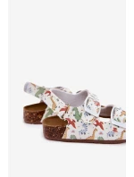 Dětské sandály na korkové podrážce s přezkami dinosauři multikolor Thessa