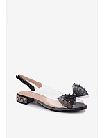 Dámské sandály průhledné s mašlí D&A MR61-9001 Černé