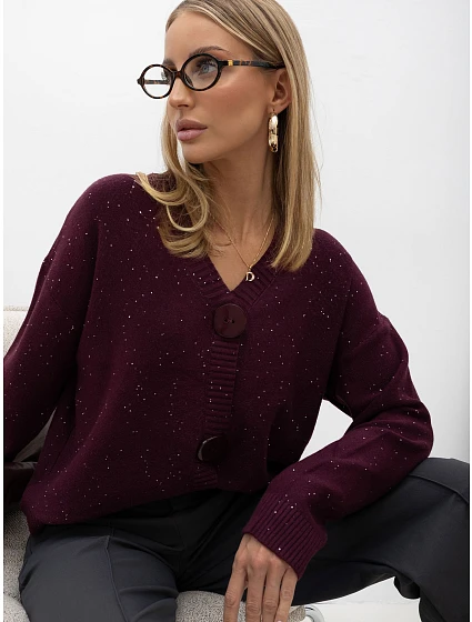Sweter IR SW model 22544386 bordowy - FPrice Sweter IR SW model 22544386 bordowy - FPrice