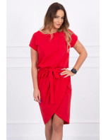 Zavazované šaty s psaníčkovým spodkem červené