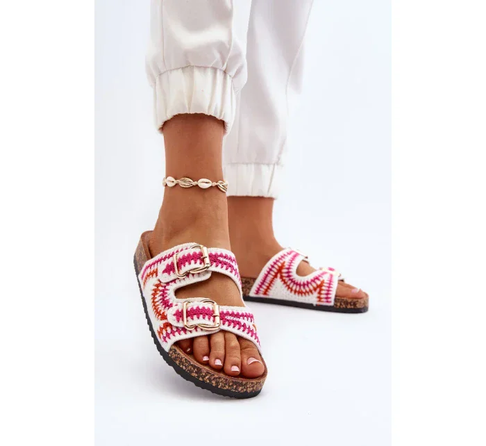 Dámské pantofle s korkovou podrážkou, bílá Fannea