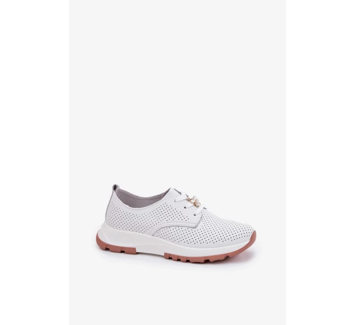 Dámské kožené polobotky s připínacím doplňkem Artiker – bílé