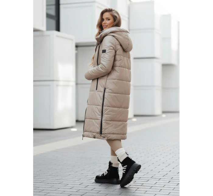 Dámská přechodná bunda prošívaná s kapucí béžová Dstreet model 21991084 - FashionStreet