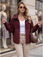 Dámská oversize přechodová bunda s kapucí, bordová, FashionStreet TY5916 Dámská oversize přechodová bunda s kapucí, bordová, FashionStreet TY5916