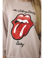 Bavlněná souprava model 20330051 potiskem teplákové + kalhoty pudrově růžová - K-Fashion Bavlněná souprava model 20330051 potiskem teplákové + kalhoty pudrově růžová - K-Fashion