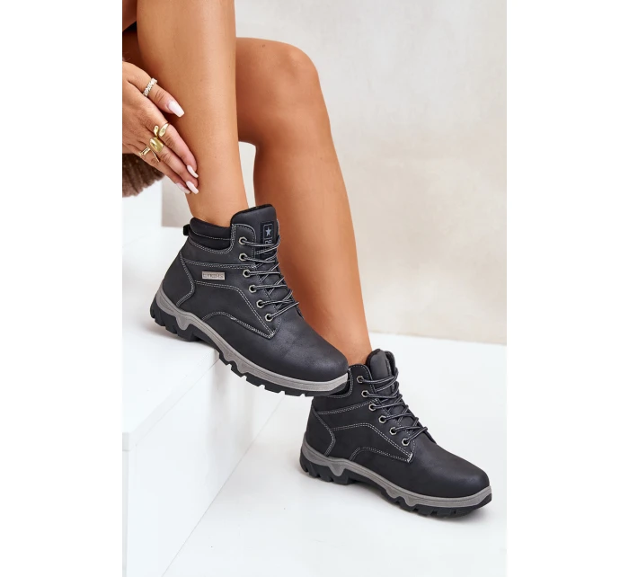 Pánské Zateplené Trekingové Boty Z Eko Kůže Modré model 21670126 - EVENTO Pánské Zateplené Trekingové Boty Z Eko Kůže Modré model 21670126 - EVENTO