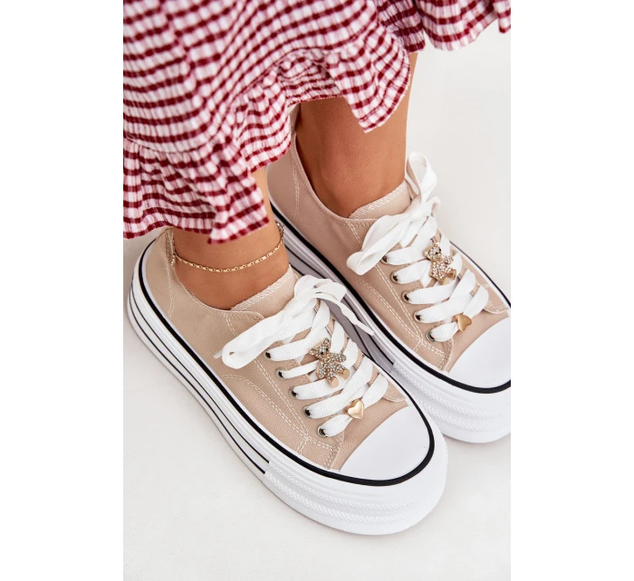 Dámské Tenisky Na Platformě Se Zlatými Béžové model 21701231 - Boto Dámské Tenisky Na Platformě Se Zlatými Béžové model 21701231 - Boto