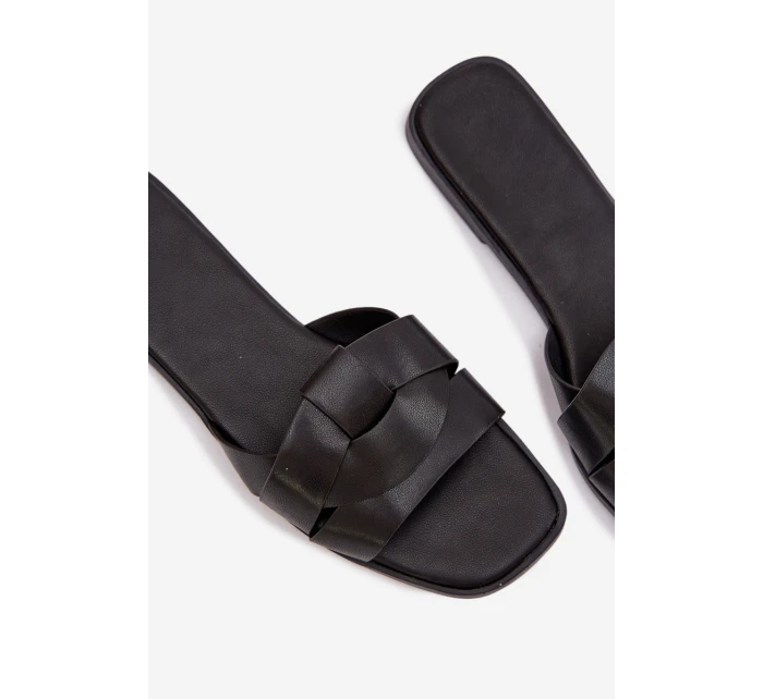 Dámské ploché pantofle s pásky Černé model 21943269 - Boto