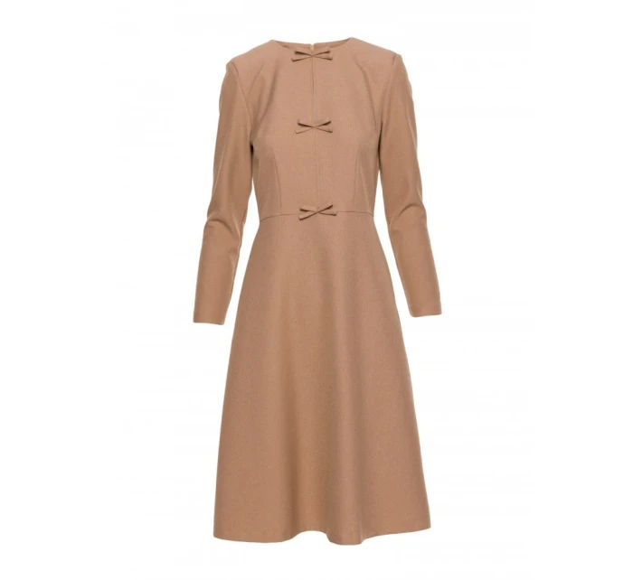 S413 Šaty s mašlemi - béžové S413 Šaty s mašlemi - béžové