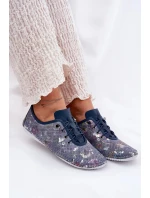 Dámské polobotky z přírodní kůže se vzorem Artiker – modré Dámské polobotky z přírodní kůže se vzorem Artiker – modré