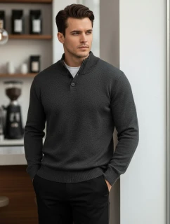 Pánský svetr se stojáčkem grafitový Dstreet model 21995591 - FashionStreet