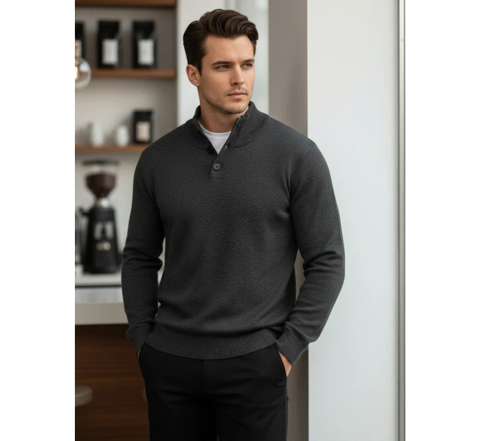 Pánský svetr se stojáčkem grafitový model 21995591 - Dstreet Pánský svetr se stojáčkem grafitový model 21995591 - Dstreet