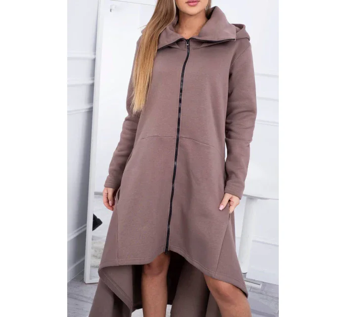 Zateplené šaty s delšími stranami mocca Zateplené šaty s delšími stranami mocca
