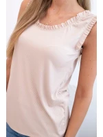 Dámská viskózová halenka s volánem ve výstřihu béžový