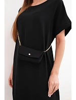 Dámské šaty s krátkým rukávem a kabelkou na řetízku černá Dámské šaty s krátkým rukávem a kabelkou na řetízku černá