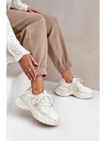 Dámské tenisky s odřením na platformě béžové Seladwen