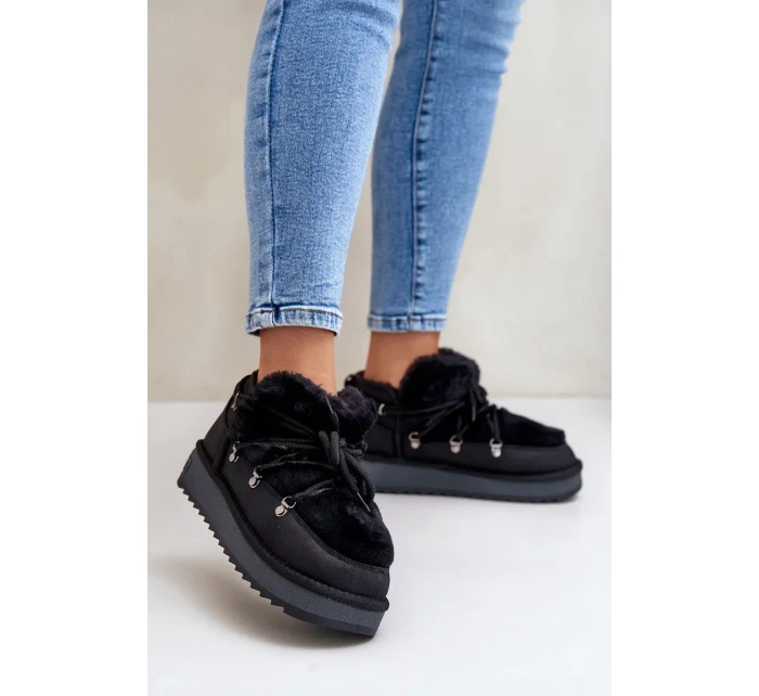 Nízké Sněhule Na Platformě S Kožešinou D.Franklin DFSH370011 Černé Nízké Sněhule Na Platformě S Kožešinou D.Franklin DFSH370011 Černé